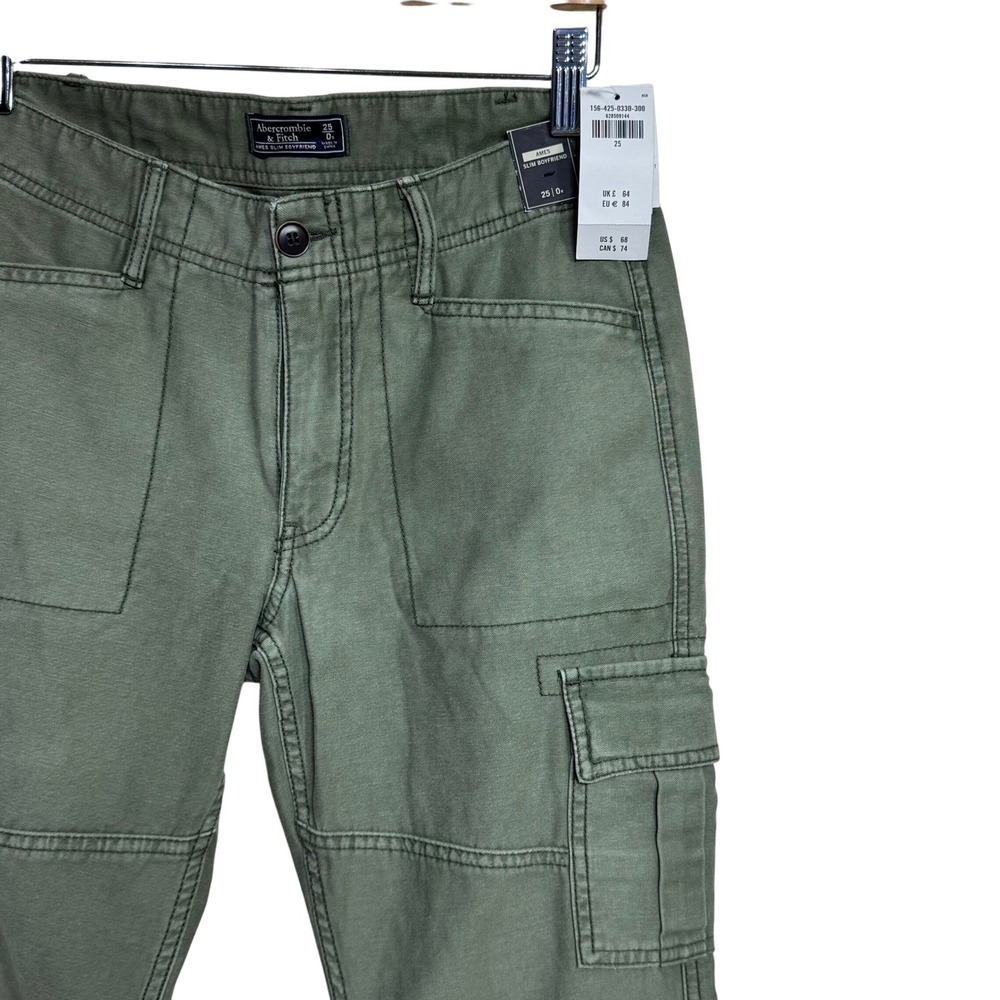 Abercrombie‎ Fitch Ames Slim Boyfriend Cargo Pants Olive Green Size 25 - Picture 3 of 6